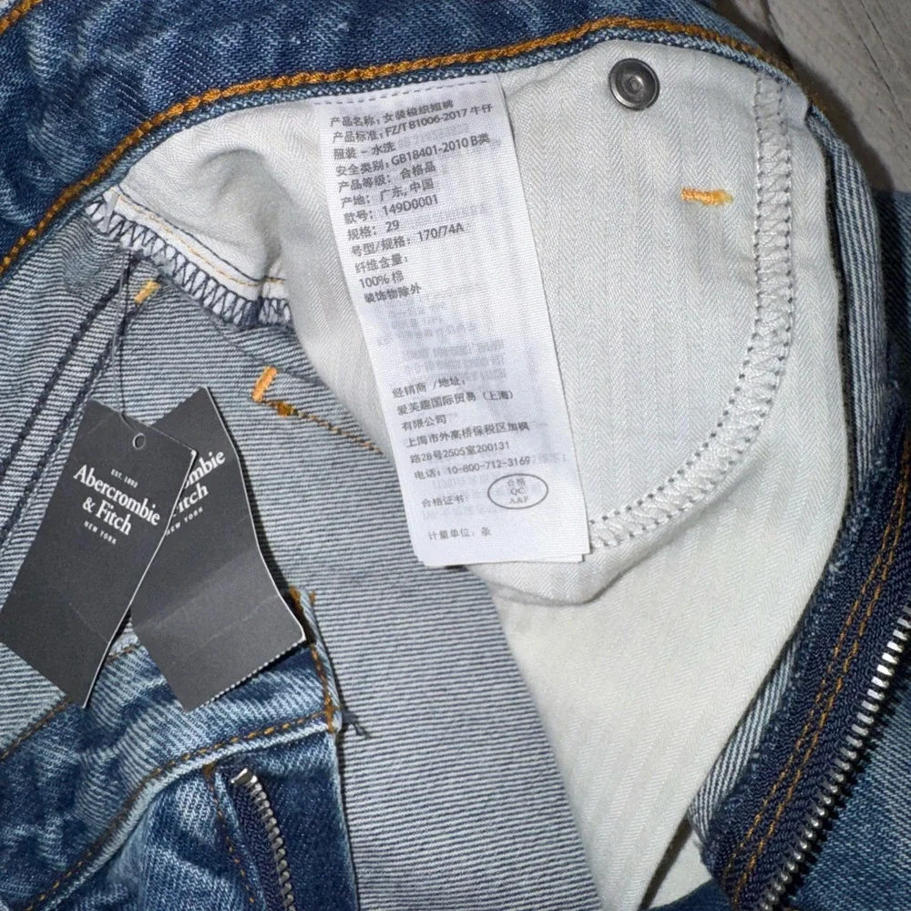 NWT Abercrombie & Fitch Annie High Rise Short 100%cotton 29/8Zipper Cut Off Blue - Picture 13 of 14